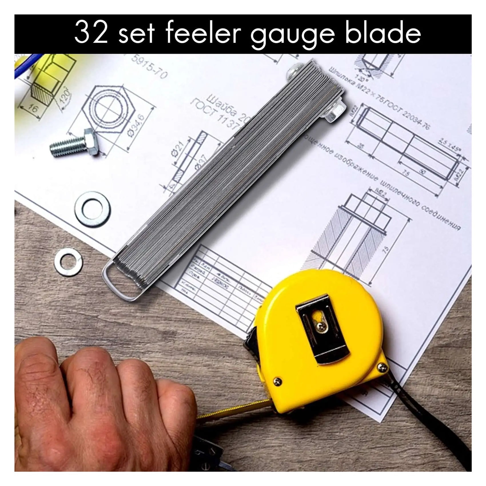 32 set distance gauge feeler gauge valve teaching feeler gauge 0.04-0.88 mm gap dimension ,Easy Identification