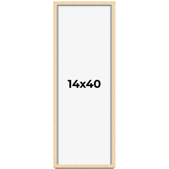 14x40 Frame Natural Wood Picture Frame | 0.75 Inch Moulding Width | with UV Acrylic Plexiglass,