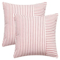 REGALWOVEN Boho Striped Throw Pillow Covers Set of 2 Farmhouse Pillow Cases Home Decor for Couch Sofa Bedroom Red 20 x 20 Inch