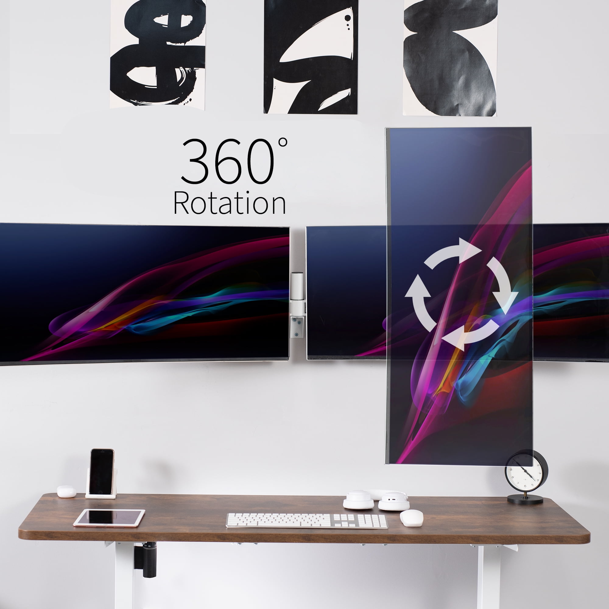 VIVO White Telescoping Flush Wall Mount for Dual 27"- 38" Ultra Wide Monitors