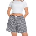 thumbnail image 4 of Cueply Plus Size Boxer Shorts for Women Summer Casual Lounge Sleep Plaid Shorts Gingham Pajama Y2K Beach Bottoms, 4 of 9