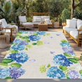 thumbnail image 2 of Blue Hydrangea Outdoor Rug for Patio/Deck/Porch, Non-Slip Large Area Rug 5 x 7 Ft, Linen Texture Butterfly Spring Floral Indoor Outdoor Rugs Washable Area Rugs, Reversible Camping Rug Carpet Runner, 2 of 8