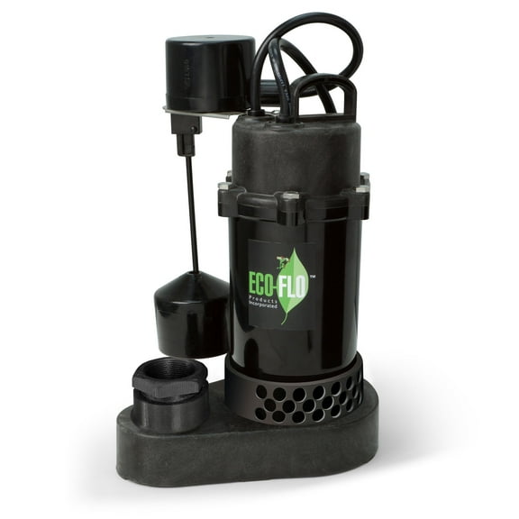 Eco-Flo SPP33V 1/3 HP 3600 GPH Thermoplastic & Aluminum Sump Pump & Float Switch