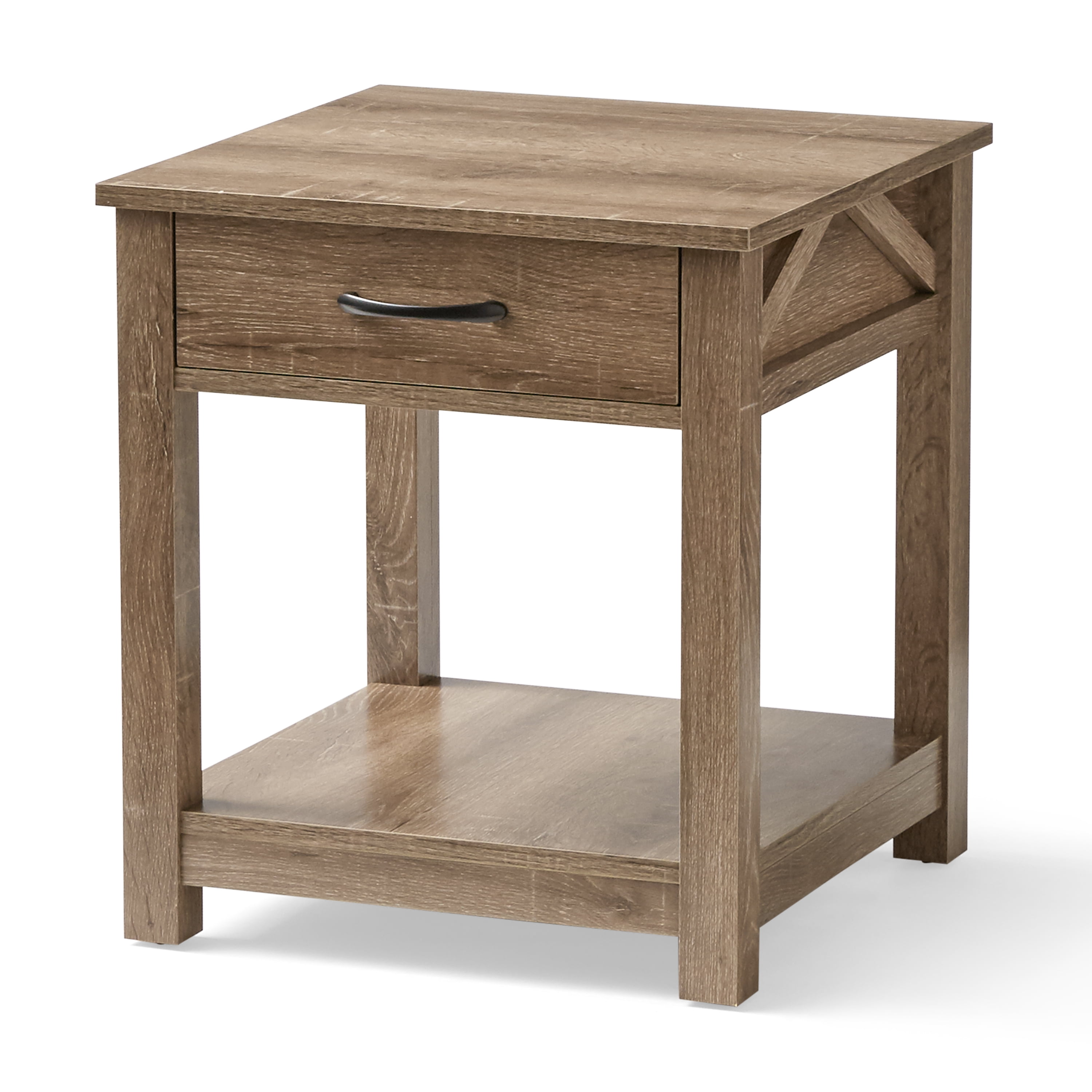 Mainstays Aston Mills Rustic Farmhouse End Table with 1 Drawer, Rustic