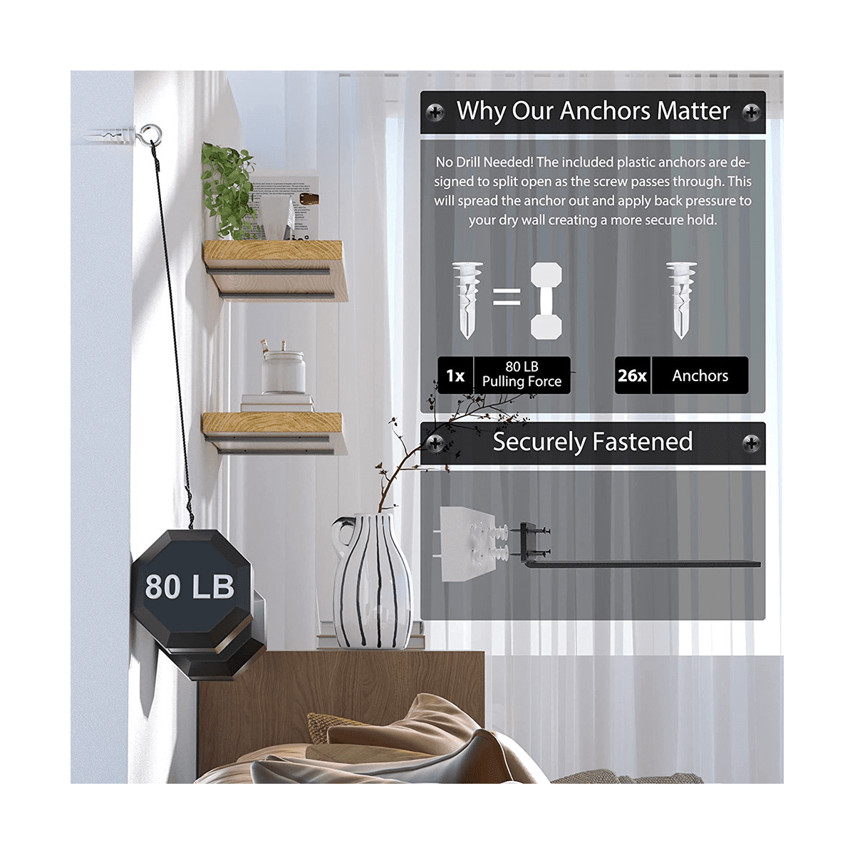 Duty Shelf Brackets , 2 Pack Floating Shelf Brackets, Rustic Industrial