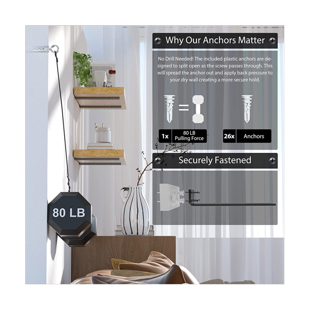 Duty Shelf Brackets , 2 Pack Floating Shelf Brackets, Rustic Industrial Shelf Brackets with