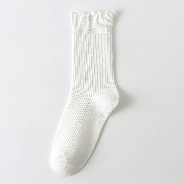 XmhyTop 6 pares de calcetines de algodón para mujer, finos, suaves, cómodos, transpirables, para vestir, por encima del tobillo, para negocios, informales (blancos)