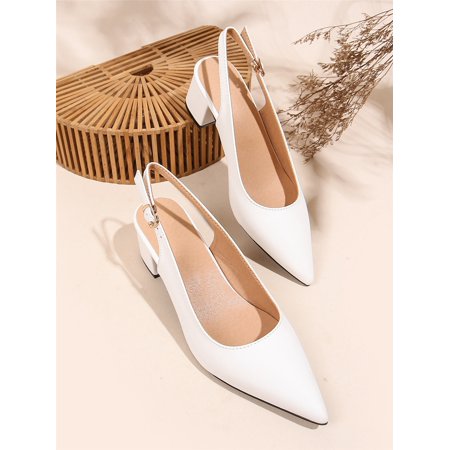 

Point Toe Chunky Heeled Slingback Pumps Women‘s Shoes Women‘s Footwear