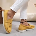 thumbnail image 2 of Women's Slip On Suede Loafers Comfortable Lightweight Business Dress Shoes Wide Width Slip On Sneakers Yellow Size 8, 2 of 8