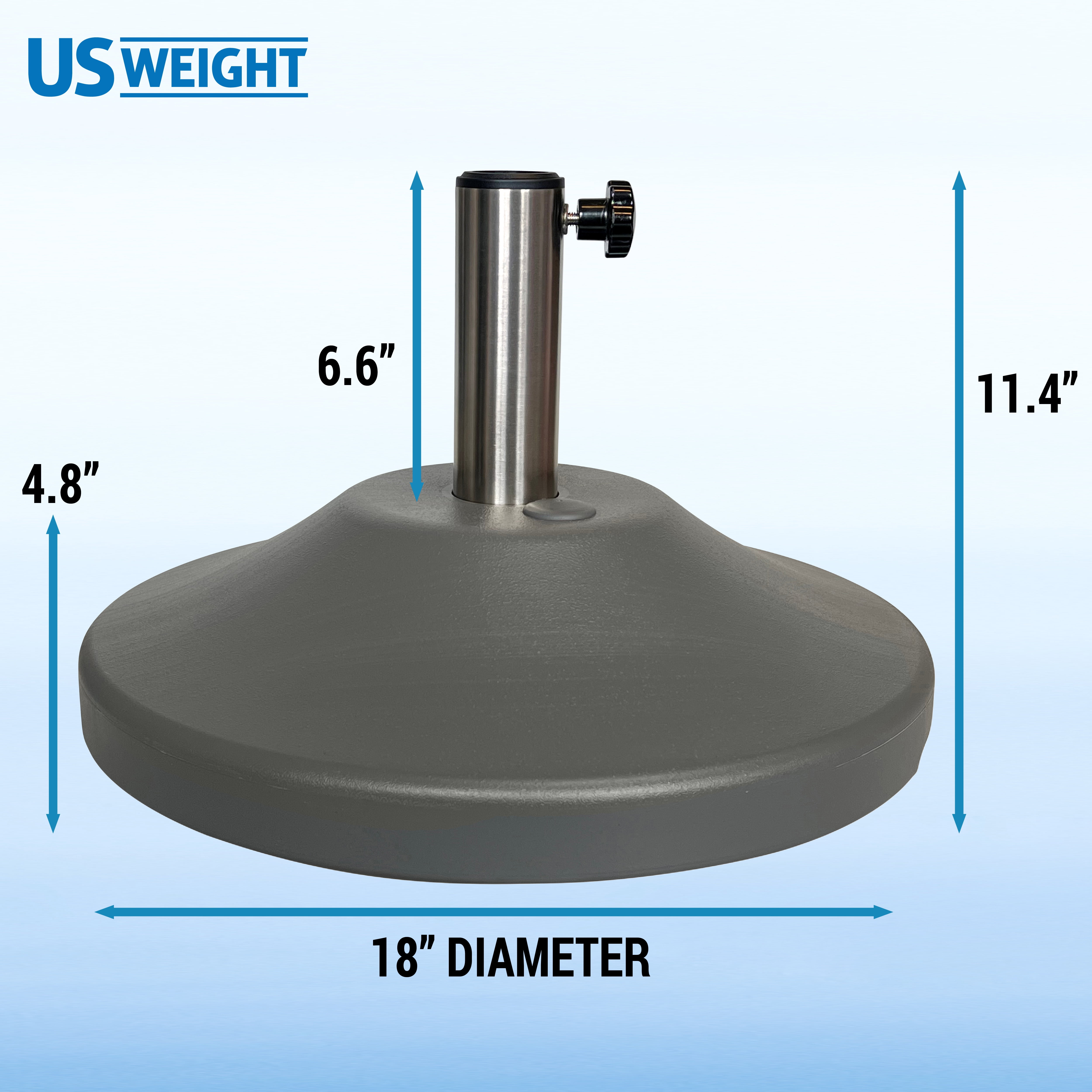 US Weight Premium 50 Pound Prefilled Umbrella Base for Patio Table - Grey