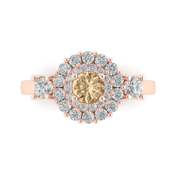 Halo Engagement Ring for Women - 1.4ct Yellow Moissanite in 18K Rose Gold Promise Ring