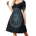 thumbnail image 2 of Vestido de manga corta con diseño de mandala azul y negro para mujer, vestido de verano para fiesta, noche, elegante, de lujo, para celebridades., 2 of 7
