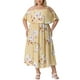 thumbnail image 1 of Vestido Maxi de Verano para Mujer Plus Size con Cuello Cuadrado y Tirantes Ajustables, Mangas Frías, Floral, 3X, Amarillo, 1 of 5