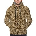 thumbnail image 2 of Bingfone Leopard Print Brown Men's Drawstring Hoodie Long Sleeve Pocket Sweatshirts-4X-Large, 2 of 6
