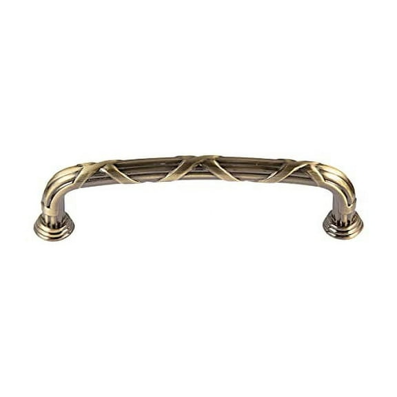 Utopia Alley Riga Pull Handle - Decorative Cabinet Drop Pull Handles- Vintage Cabinet Hardware with Hand Finished Antique Brass - Metal Drawer Pull Handle, 5.0" Center to Center
