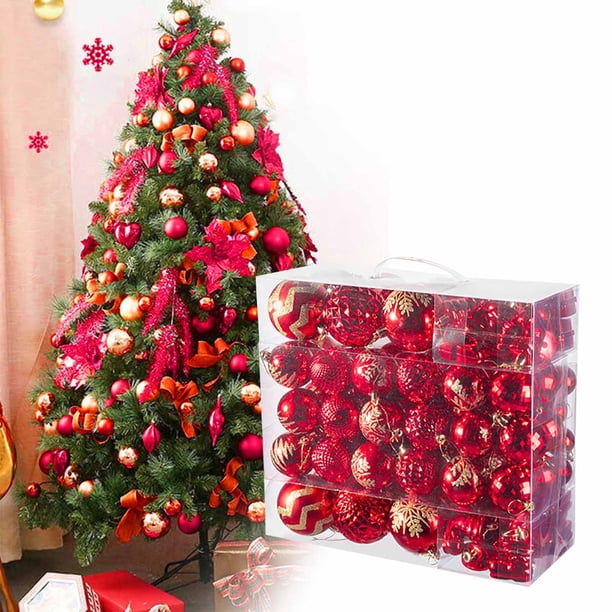 Decoraciones navideñas, adornos navideños, regalos navideños 116 juegos de bolas colgantes de decoración de árbol de Navidad galvanizadas Una bola