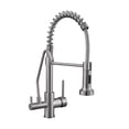 thumbnail image 1 of Nickel Spring Pull Down Kitchen Faucet Dual Spouts 360 Swivel Handheld Shower Kitchen Mixer Crane Hot Cold 2 Outlet Spring Taps ,Effortless Installation, 1 of 7
