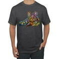 thumbnail image 1 of First We Still Your Heart Then Your Bed | Funny Neon Colorful Cat | Dean Russo Art Animal Lover Men's T-Shirt, Heather Black, 4X-Large, 1 of 6