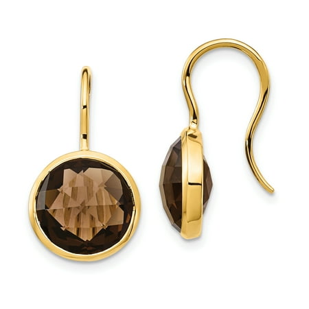 14k Gold Smokey Quartz Earrings - 14kt Yellow Gold Smoky Quartz Drop Dangle Chandelier Earrings Fine Jewelry For Women Gift Set