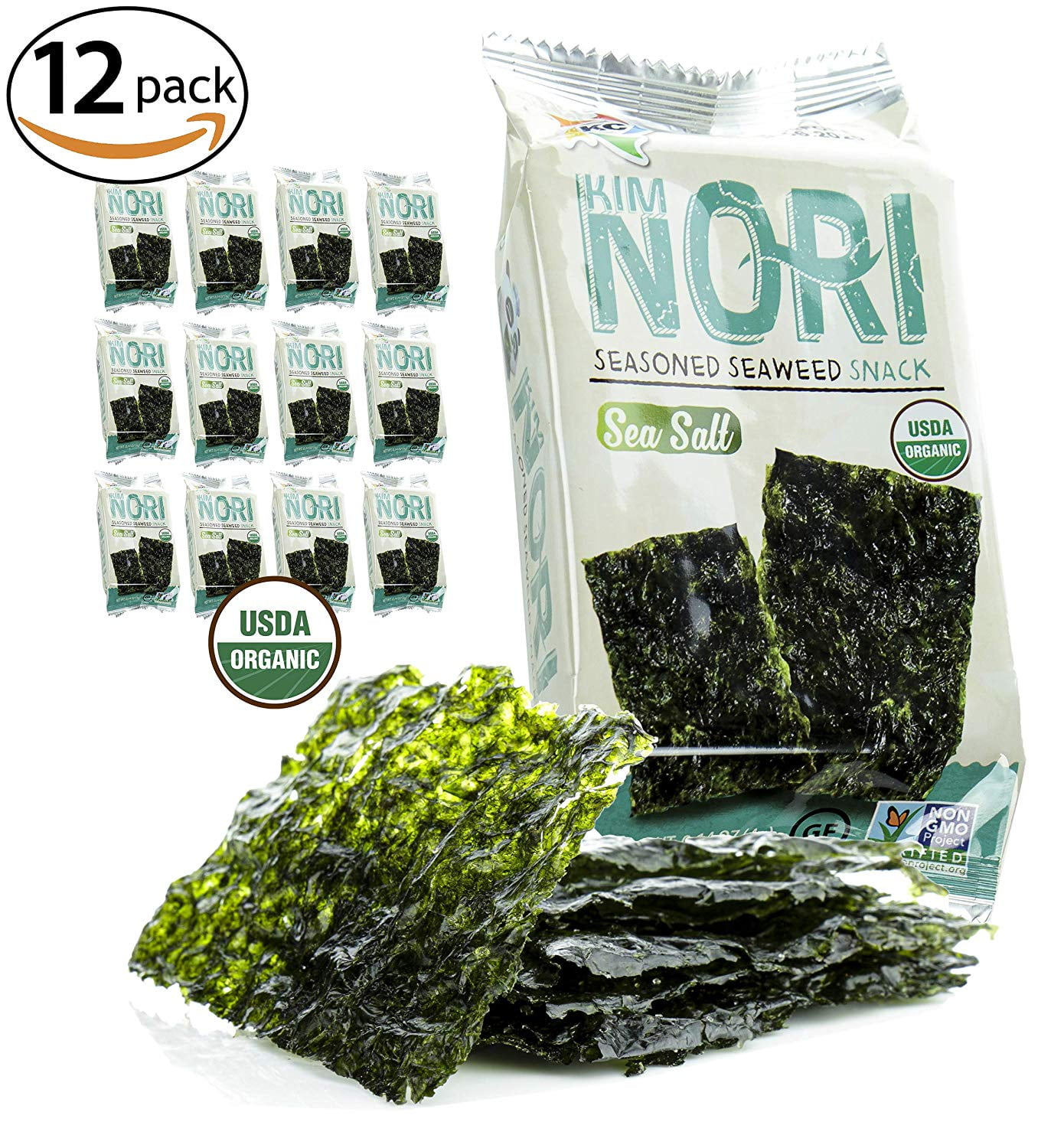 Organic Kimnori Seasoned Roasted Seaweed Snacks 4g X 12 Pack Net 1.69 oz (48g) Kim Nori 12
