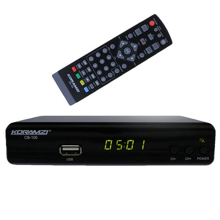 Koramzi CB-100 HDTV Digital TV Converter Box ATSC With USB DVR Recording and Media player PVR Function / HDMI Out / RF In - RF Out / RCA Out / USB (The Best Converter Box For Tv)