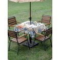 thumbnail image 4 of Outdoor Tablecloth with Umbrella Hole for Patio/Picnic/Party/Camping, Octopus Coastal Waterproof Table Cloth Square Cover Washable, Summer Beach Coral Starfish Ocean (60"x 60"), 4 of 8