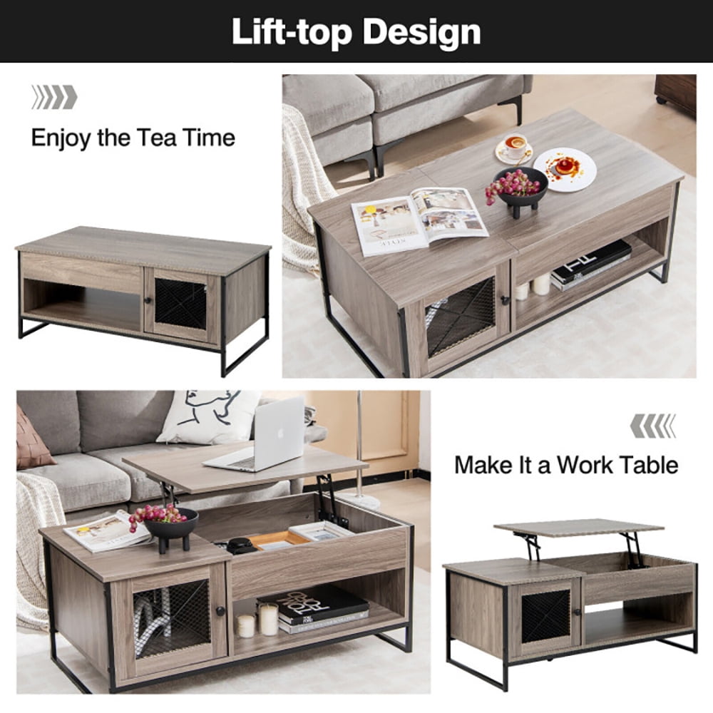 Finihen Coffee Table, Lift Top Coffee Table, 42 Inch Lift Top Coffee Table with Storage and Hidden Compartment, for Living Room, Reception Room, Office, Gray Finihen Coffee Table, Lift Top Coffee Table, 42 Inch Lift Top Coffee Table with Storage and Hidden Compartment, for Living Room, Reception Room, Office, Gray