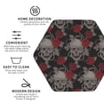 thumbnail image 4 of Disketp Skull And Red Roses Funny Coasters,6 Pcs Leather Coasters With Holder, Perfect Housewarming Hostess Gifts,Protect Furniture From Water Marks Scratch And Damage, 4 of 9