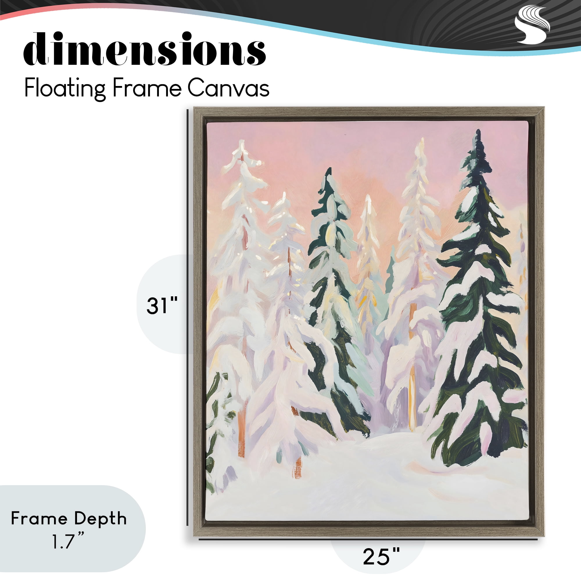 Stupell Industries Peachy Pastel Winter Forest Brown Framed Floater Canvas Wall Art, design by The Prints Vibe