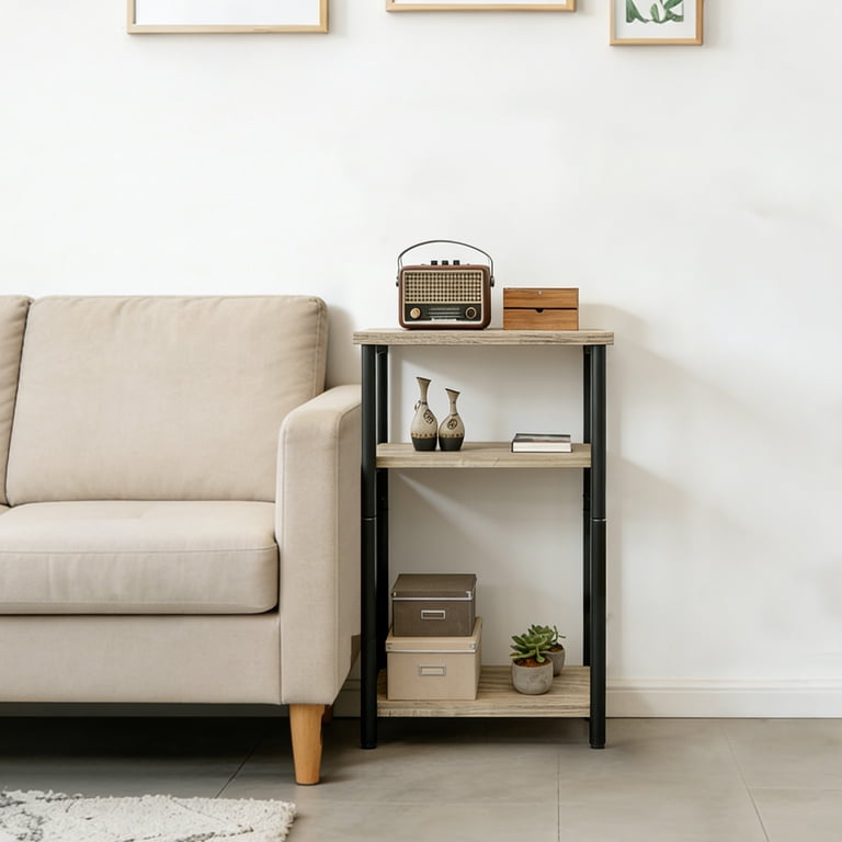 CONCETTA 3-Tier End Table, Narrow Nightstand, Gray photo 2