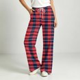thumbnail image 5 of Hvogkswy Women Plaid Pajama Pants Loose Straight Wide Leg Lounge Pants Drawstring Elastic Waist Home Pajama Bottoms with Pockets, 5 of 7