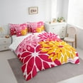 thumbnail image 3 of Manfei Flower Floral Bed in a Bag Twin Size,Boho Dahlia Bed Set,Pink Yellow Red Bedding Twin Size,Ultra Soft Bedroom Decoration,7 Pieces, 3 of 7