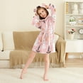 thumbnail image 3 of FORMRS Niños Bathrobe Unisex Hooded Robe Soft Plush Pajamas Sleepwear, Size 2-3T, Cute Pink Halloween, 3 of 7