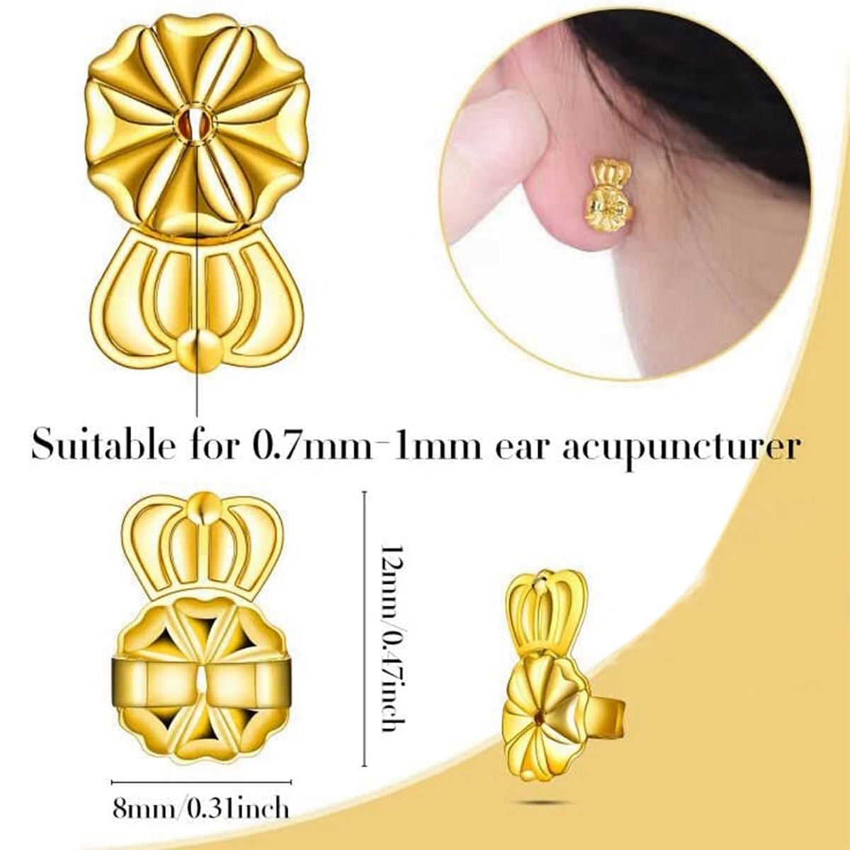 Fermoirs De Sécurité Pour Boucles D'oreilles - Lot De 20 Pièces En Silicone, Hypoallergéniques, Or Et Argent