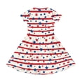 thumbnail image 4 of Grblisyd 4th of July Dresses for Girls USA Patriotic Short Sleeve Dress Star Striped Crew Neck A Line Dress Independence Day Outfit with Pockets 10-12y, 4 of 6