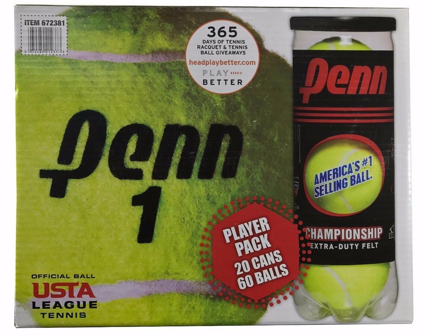 Penn Championship Extra-Duty Felt Tennis Balls CASE OF 20 Cans IN HAND 