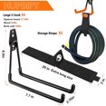thumbnail image 2 of Heavy Duty Garage Hooks 4 Pack, 7.7 inch U Shaped Long Hanger, with 2 Extension Cord Holder Organizer, Wall Mounted Storage System, for Power and Garden Tool Hanging， Ladders, Bikes, Hose, 2 of 4