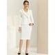 thumbnail image 3 of Conjunto de chaqueta y falda de traje de negocios Allegra K 2 piezas ribete de tweed blanco XS, 3 of 6