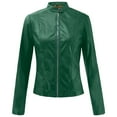 thumbnail image 6 of felwors Women's PU Leather Jacket Biker Jacket with Pockets Vintage Short Coat for Autumn Spring Green, M, 6 of 8