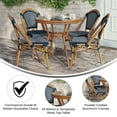 thumbnail image 4 of BizChair Indoor/Outdoor Commercial Bistro 31.5" Table, Navy and White PE Rattan, Glass Top with 4 Stack Chairs - Natural Frame, 4 of 10