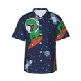 thumbnail image 2 of Picia Dinosaur Astronaut Space Surfing Gentle Cotton Regular Fit Short Sleeve Casual Hawaiian Shirt for Men-3X-Large, 2 of 9
