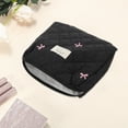 thumbnail image 3 of Bolsa de maquillaje bordada con lazo única 1 Pc Poliéster negro, 3 of 3