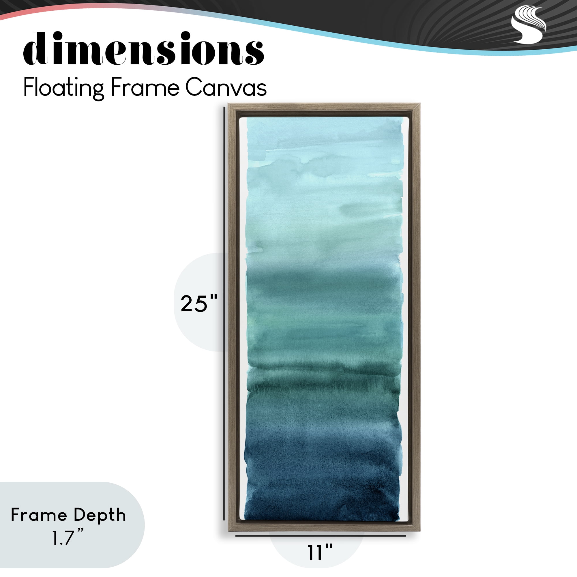 Stupell Industries Cerulean Blend Gradient Brown Framed Floater Canvas Wall Art, design by Allie Corbin