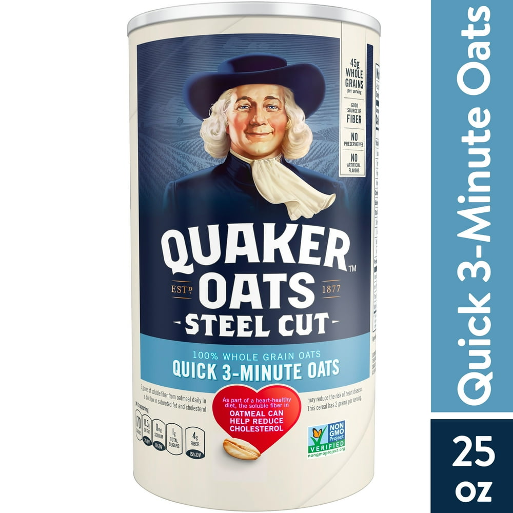 Quaker, Steel Cut Quick 3Minute Oats, 25 oz Canister