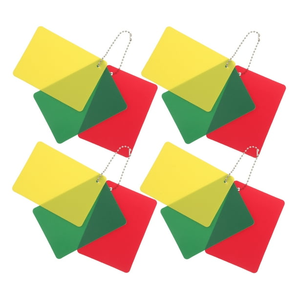 Juego de 4 tarjetas rojas y amarillas para fútbol: suministros para árbitros deportivos - Tarjetas de penalización rojas, amarillas y verdes para fútbol y otros deportes