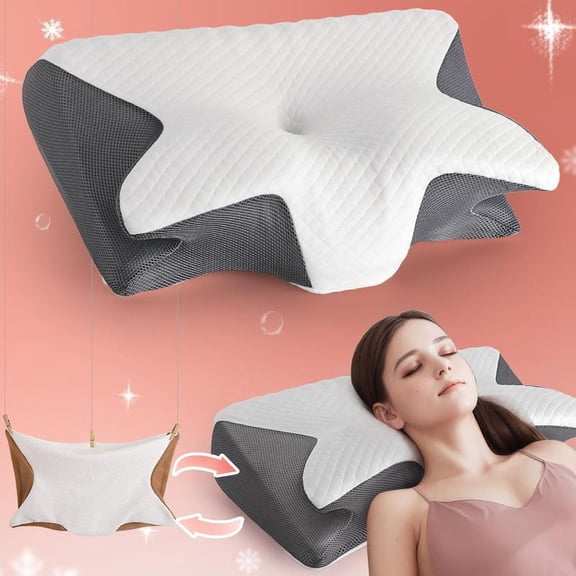 Supportive Memory Foam Neck Pillow with Washable Pillowcase, Breathable Comfortable Pillow for Side & Back Sleepers, 1 Count