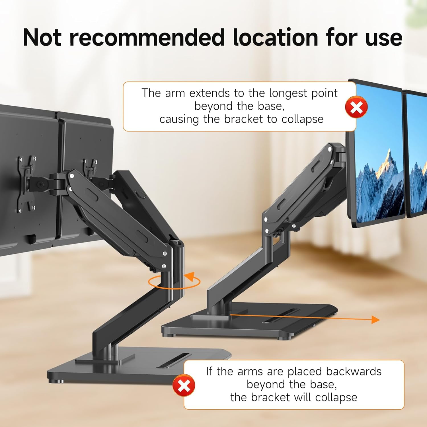 Adjustable Dual Monitor Arms with Gas Spring for 17-32 inch Screens,Pneumatic Dual VESA Monitor Mount with Base,Freestanding Full Motion Dual Monitor Desk Stand Holds  to 22 lbs Each.