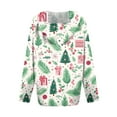 thumbnail image 6 of Women's Fashion Christmas Print Casual Zip-Up Long-Sleeve Hooded Jacket, for Outdoor Activities and Daily Use,Green,XL, 6 of 6