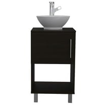 Gouda 18" Single Bathroom Vanity, One Open Shelf, Single Door Cabinet Black
