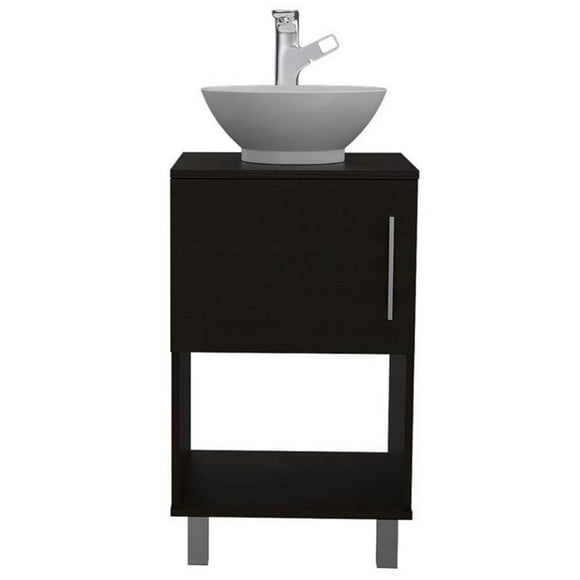 TUHOME Gouda 18" Single Bathroom Vanity Engineered Wood Vanities in Black